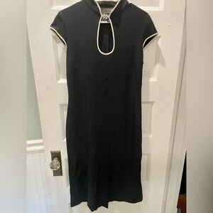 MaxMara Black Sheath Dress Keyhole Neckline Midi